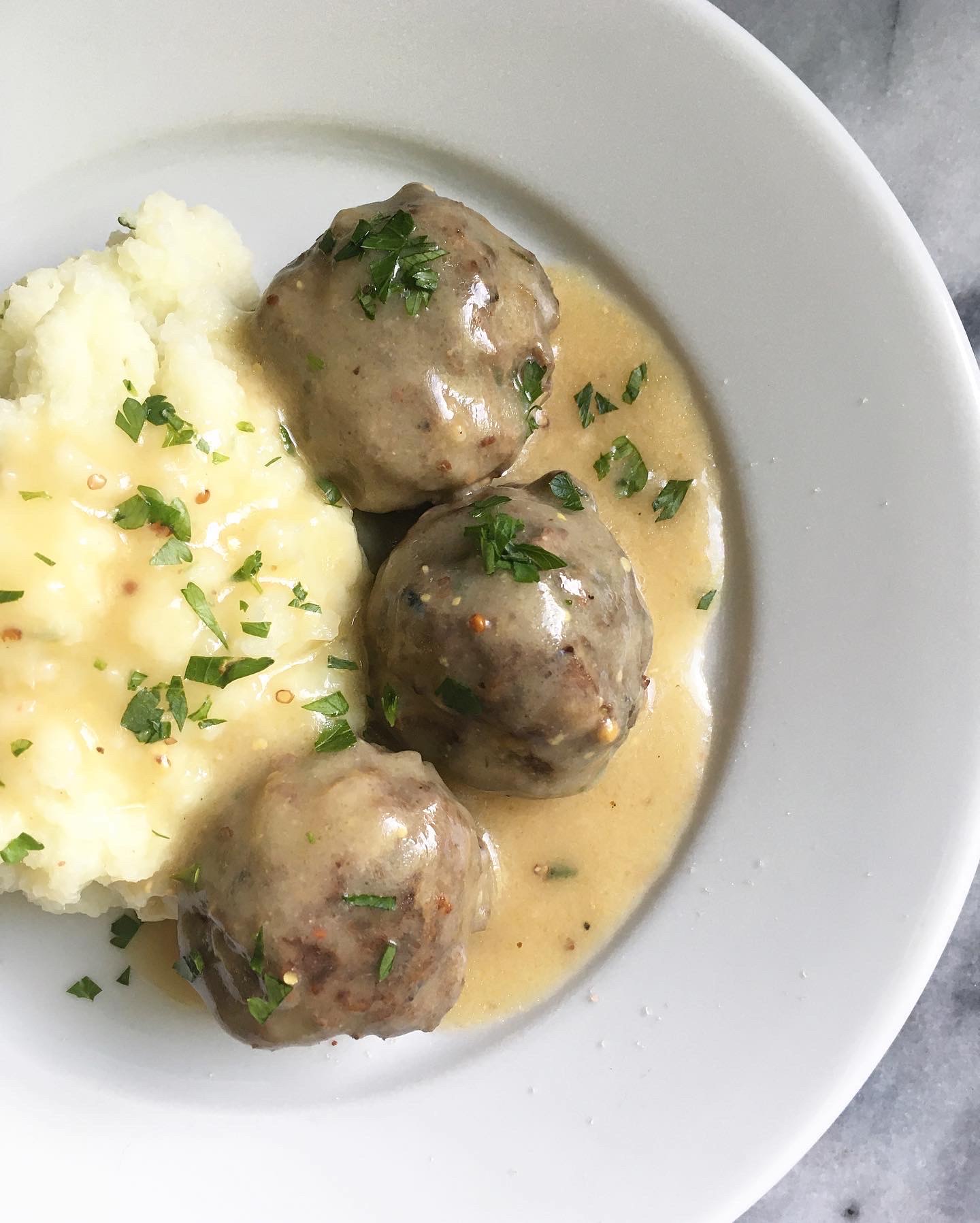 (Grain-Free) Swedish Meatballs & Rosemary Cauliflower Mash
